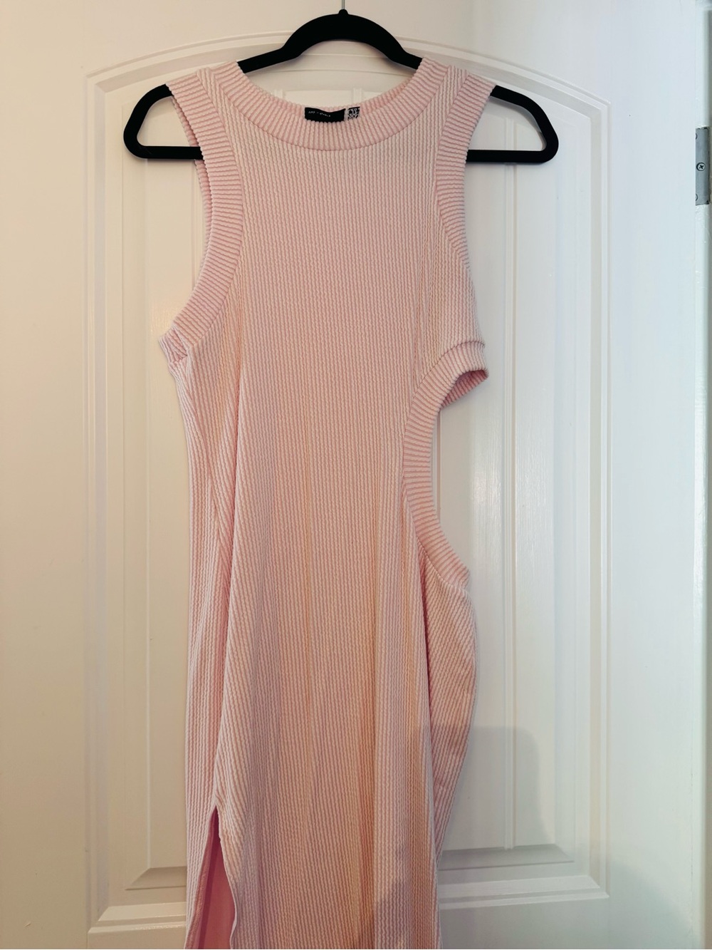 ASOS Ribbed Midi Dress in Light Pink